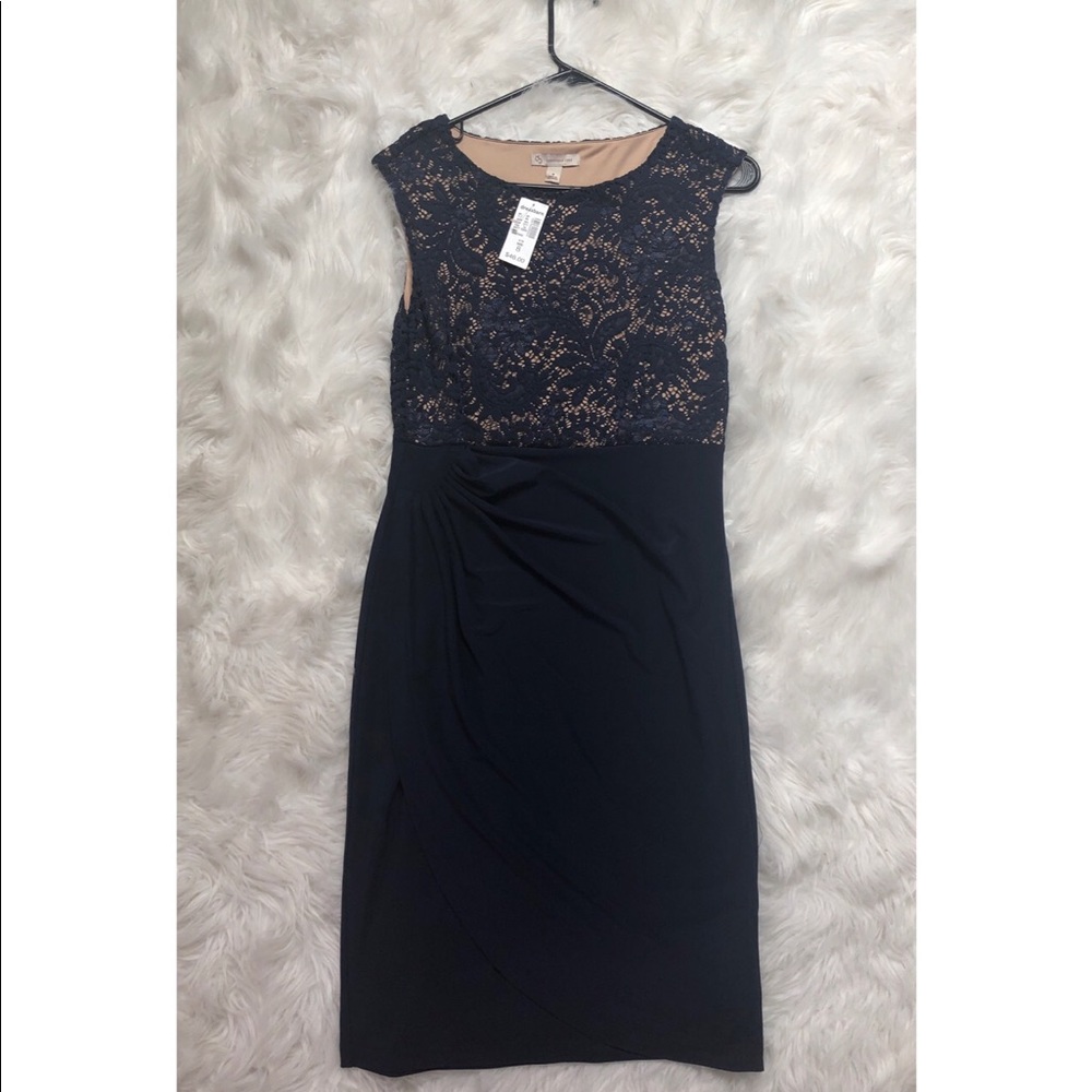 Cap-Sleeve Lace Midi Dress